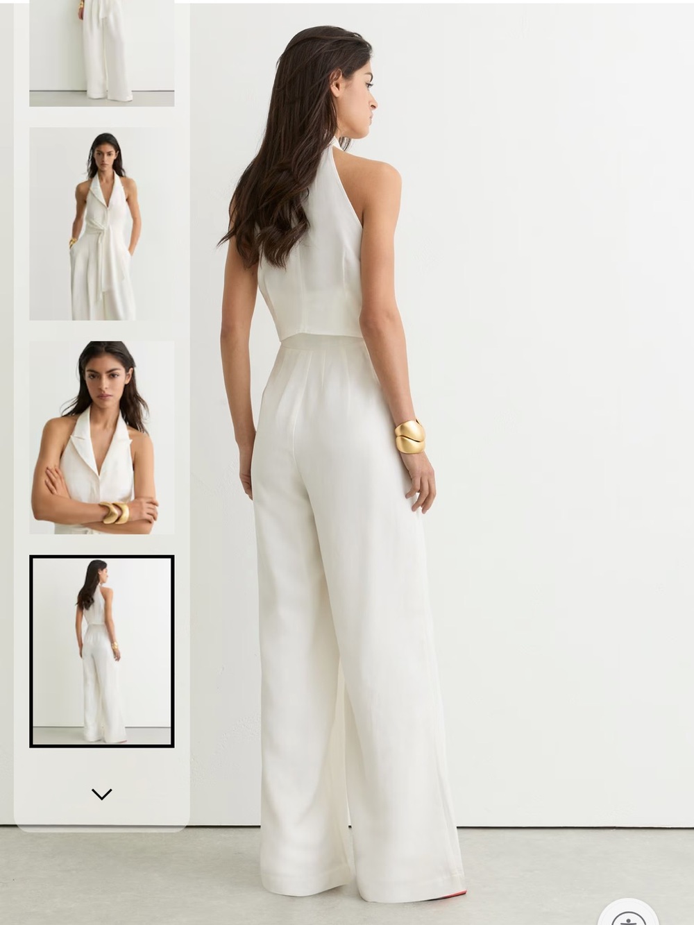New REISS Taya White Tie-Front Wide-Leg Jumpsuit in Ivory - Picture 6 of 6